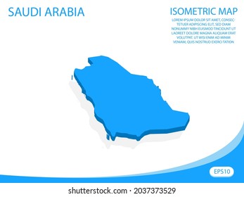 Modern vector isometric of Saudi Arabia blue map. elements white background for concept map easy to edit and customize. eps 10