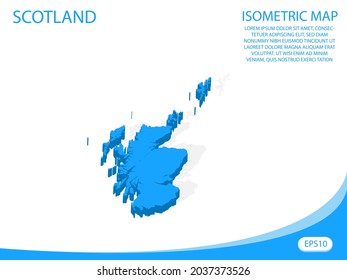 Modern vector isometric of Scotland blue map. elements white background for concept map easy to edit and customize. eps 10