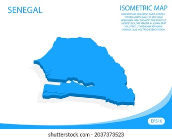 Modern vector isometric of Senegal blue map. elements white background for concept map easy to edit and customize. eps 10