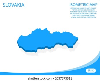 Modern vector isometric of Slovakia blue map. elements white background for concept map easy to edit and customize. eps 10