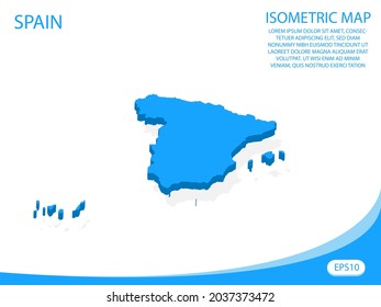 Modern vector isometric of Spain blue map. elements white background for concept map easy to edit and customize. eps 10