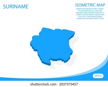 Modern vector isometric of Suriname blue map. elements white background for concept map easy to edit and customize. eps 10