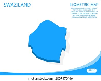 Modern vector isometric of Swaziland blue map. elements white background for concept map easy to edit and customize. eps 10