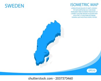 Modern vector isometric of Sweden blue map. elements white background for concept map easy to edit and customize. eps 10