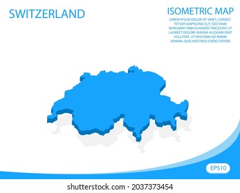 Modern vector isometric of Switzerland blue map. elements white background for concept map easy to edit and customize. eps 10