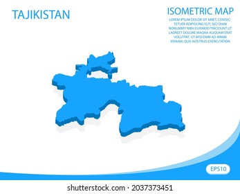 Modern vector isometric of Tajikistan blue map. elements white background for concept map easy to edit and customize. eps 10