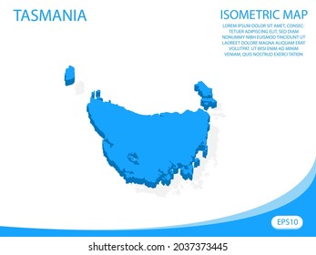 Moderne Vektorisometrie von Tasmania blauen Karte. Elemente weißer Hintergrund für eine leicht zu bearbeitende und anpassende Konzeptkarte. eps10