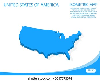 Modern vector isometric of United States of America blue map. elements white background for concept map easy to edit and customize. eps 10