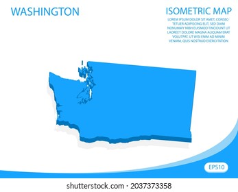 Modern vector isometric of Washington blue map. elements white background for concept map easy to edit and customize. eps 10