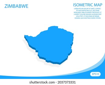 Modern vector isometric of Zimbabwe blue map. elements white background for concept map easy to edit and customize. eps 10