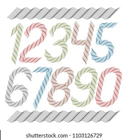 Modern vector italic rounded digits, funky numerals collection created using guilloche pattern, microprint elegant tracery. For use as design elements for savings and loan company advertising.