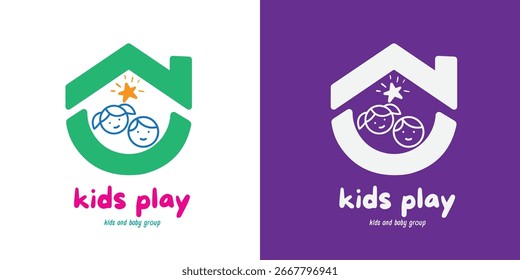 Logotipo infantil vetorial moderno para educação, pré-escola e jardim de infância