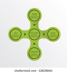 Modern vector label. Information about your company in 4 simple points. Fresh green color.