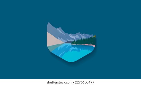 modern vector landscape design. beautiful natural atmosphere. vector natural landscape of mountains and river