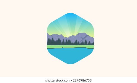modern vector landscape design. beautiful natural atmosphere. vector natural landscape of mountains