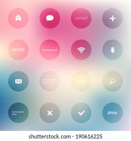 Modern vector layout. Can be used for website interface or infographic. Blurry photographic bokeh background with dots and small icons.