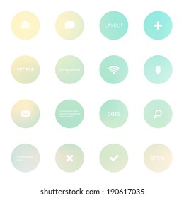 Modern vector layout. Can be used for website interface or infographic. Blurry dots with color gradients and small icons.