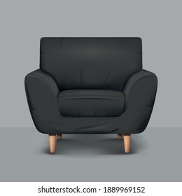 Modern Vector Leather Black Sofa
