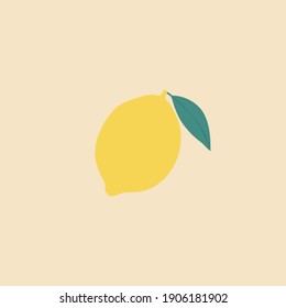 Modern vector lemon illustration. Lemon icon. Yellow lemon logo on isolated background. Flat design style.