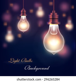 Modern Vector Light Bulbs Greeting Background, eps 10