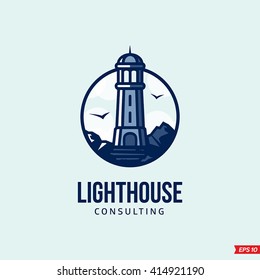 Modern vector Lighthouse sign logo for a consulting