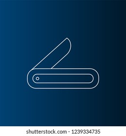 Modern vector line icon knife for web and graphic design. Blue gradient background.