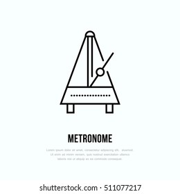 Modern vector line icon of metronome. Music instrument linear logo. Outline symbol for timer, rhythm. Pendulum motion design element for sites.