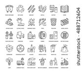 Modern vector line icon of waste sorting, recycling. Garbage collection. Recyclable trash - paper, glass, plastic, metal. Linear pictogram with editable stroke for poster, brochure of waste management