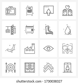 Moderne Vector Line Illustration von 16 Simple Line Icons of Delivery; Ladung; Datei; Religion; Liebe Vector Illustration
