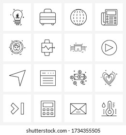 Modern Vector Line Illustration of 16 Simple Line Icons of profile; avatar; dimensional; office; news Vector Illustration