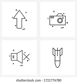 Modern Vector Line Illustration of 4 Simple Line Icons of arrow; picture; arrows; camera; user interface Vector Illustration