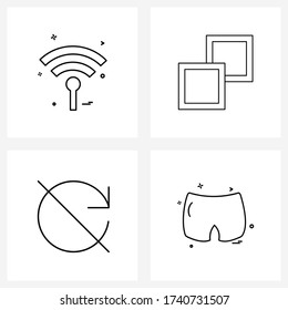 Ilustración moderna de la línea de vectores de 4 iconos simples de línea de la esposa; recarga; señales; tipos; desactivar la ilustración vectorial