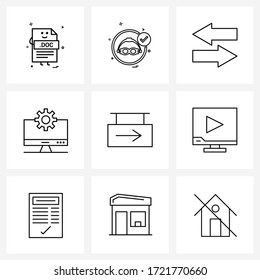 Modern Vector Line Illustration of 9 Simple Line Icons of coding; right; swimming pool; left; direction Vector Illustration