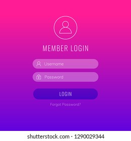 Modern vector login form for webdesign or mobile application