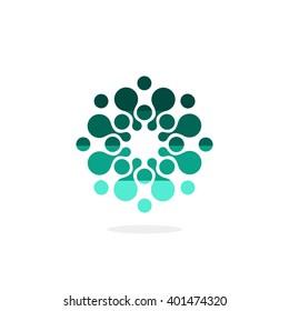 Modern vector logo of the circles. Isolated minimalistic sign related to chemistry, physics, biology, medicine, pharmacology, tourism, leisure, sports, relaxation and more. Abstract symbol