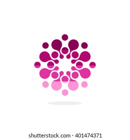 Modern vector logo of the circles. Isolated minimalistic sign related to chemistry, physics, biology, medicine, pharmacology, tourism, leisure, sports, relaxation and more. Abstract symbol