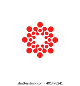 Modern vector logo of the circles. Isolated minimalistic sign related to chemistry, physics, biology, medicine, pharmacology, tourism, leisure, sports, relaxation and more. Abstract symbol