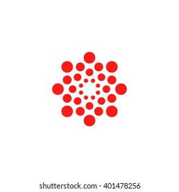 Modern vector logo of the circles. Isolated minimalistic sign related to chemistry, physics, biology, medicine, pharmacology, tourism, leisure, sports, relaxation and more. Abstract symbol