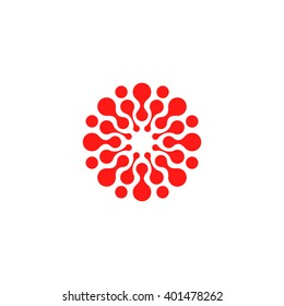 Modern vector logo of the circles. Isolated minimalistic sign related to chemistry, physics, biology, medicine, pharmacology, tourism, leisure, sports, relaxation and more. Abstract symbol