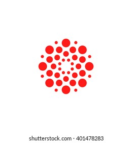 Modern vector logo of the circles. Isolated minimalistic sign related to chemistry, physics, biology, medicine, pharmacology, tourism, leisure, sports, relaxation and more. Abstract symbol