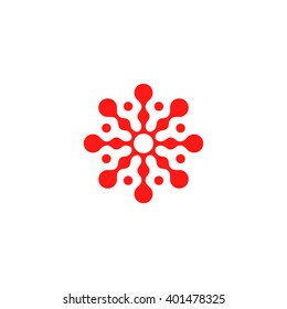 Modern vector logo of the circles. Isolated minimalistic sign related to chemistry, physics, biology, medicine, pharmacology, tourism, leisure, sports, relaxation and more. Abstract symbol