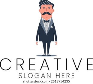 Modern vector logo design featuring a stylish gentleman. Perfect for business branding and creative