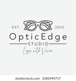 Modern Vector Logo Design. Minimalist Branding with Sleek Eyewear Icon