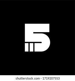 Modern Vector Logo Fading Lines Number 5. 5 Line Number Design Vector