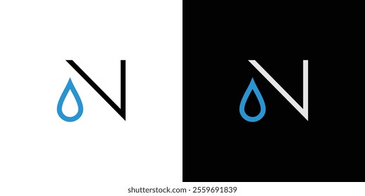 A modern vector logo featuring a bold 'N' and blue waterdrop, symbolizing simplicity. A clean black and white design with contrasting accents for professional and eco-friendly