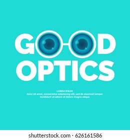 Modern vector logo good optics. In a flat style on blue background for clinics, medical and shops