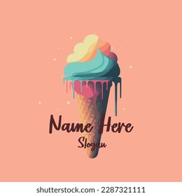modern vector logo for an ice cream shop that features a color gradient style suitable for ice cream shop, or Ice cream truck