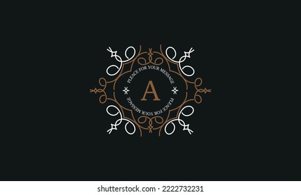 Modern vector logo with letter A. Luxurious elegant ornament. Design examples for cafes, hotels, jewelry, fashion, restaurant