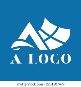 Logo vectorial moderno con letra A. emblema de estado. Logo para los negocios. Ilustración con la letra A sobre un fondo blanco. Construcción, obras de renovación. Pirámide, triángulo, montaña.