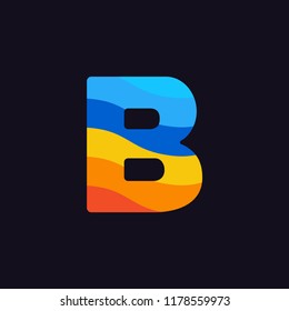 Modern Vector Logo Letter B. B Letter Design Vector In Overlapping Rainbow Colors